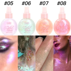 Spray iluminador con brillo para rostro y cuerpo