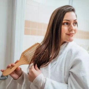 Cepillo Desenredante Madera Cerdas De Bambu Antifrizz