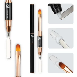 Pincel Para Powder Polygel O Gel Con Espatula Negro