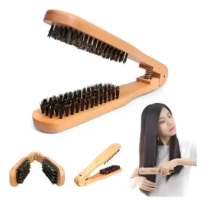 Cepillo Para Planchar Cabello Anti-frizz De Madera